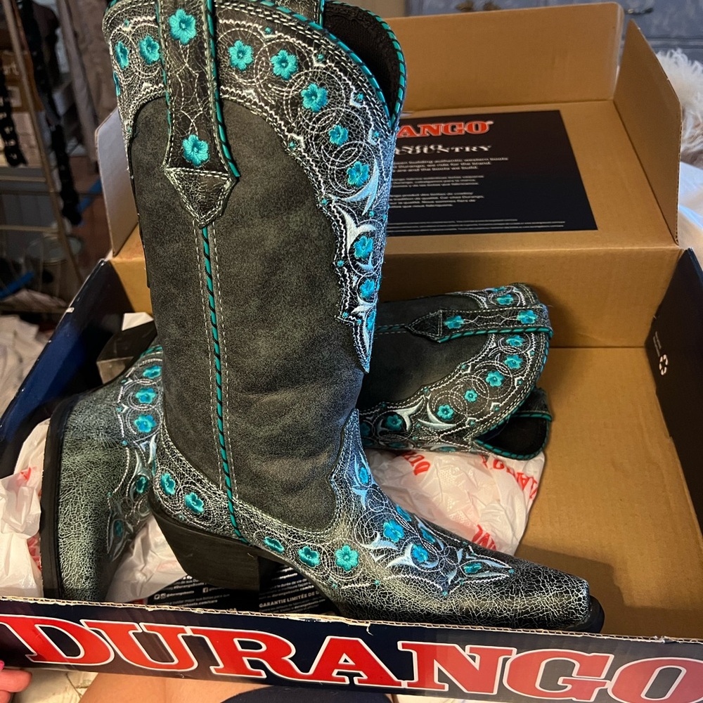 Durango Western Boots with Turquoise Embroidery